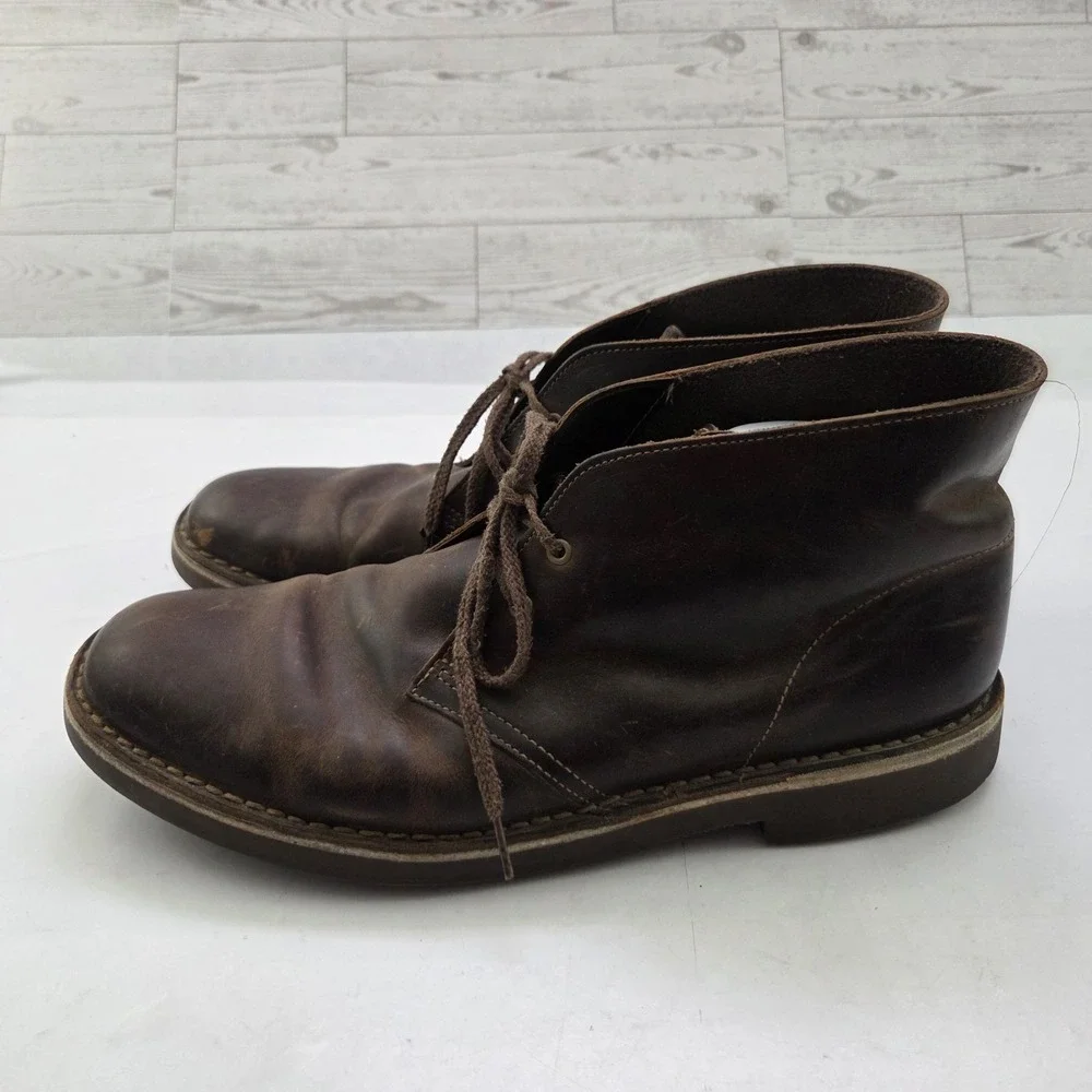 Clarks Chukka Boots Mens 11.5 Brown Leather Desert Heritage Dark Academia Casual